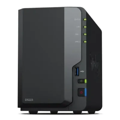 Synology  |  DS223  |  Līdz 2 HDD / SSD Karsto maiņu  |  Realtek  |  RTD1619B  |  Procesora frekvence 1.7 GHz  |  2 GB  |  DDR4