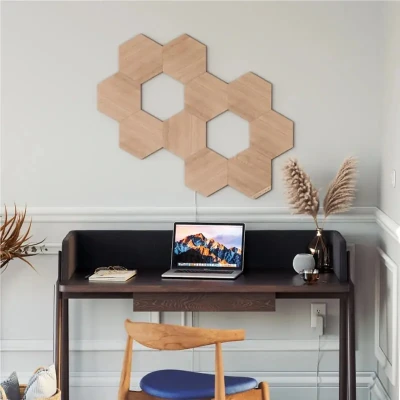 Nanoleaf  |  Elements Wood Look Hexagons Starter Kit (7 panels)  |  Cool White + Warm White