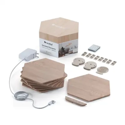 Nanoleaf  |  Elements Wood Look Hexagons Starter Kit (13 panels)  |  Cool White + Warm White