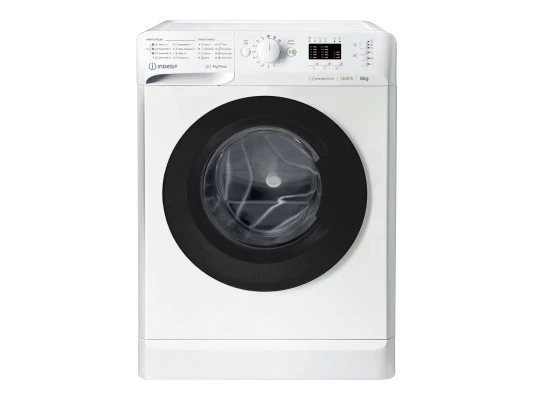 INDESIT  |  Washing machine  |  MTWSA 61294 WK EE  |  Energy efficiency class C  |  Front loading  |  Washing capacity 6 kg  |  1151 RPM  |  Depth 42.5 cm  |  Width 59.5 cm  |  Display  |  Big Digit  |  White