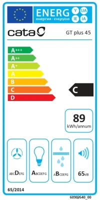 CATA  |  Вытяжка  |  GT-PLUS 45 BK  / M  |  Купольная  |  Класс энергоэффективности C  |  Ширина 60 см  |  645 м³ / ч  |  Механическое управление  |  LED  |  Черный