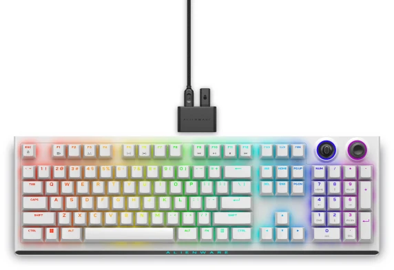 Dell  |  Alienware Tri-Mode AW920K  |  Wireless Gaming Keyboard  |  Wireless  |  RGB LED light  |  US  |  Bluetooth  |  Lunar Light  |  Numeric keypad  |  CHERRY MX Red  |  Wireless connection