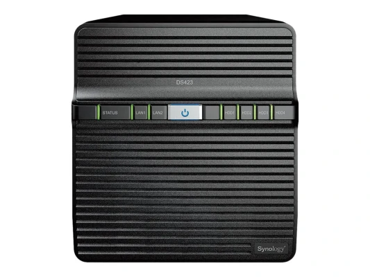 Synology  |  Tower NAS  |  DS423  |  up to 4 HDD / SSD  |  Realtek  |  RTD1619B  |  Processor frequency 1.7 GHz  |  2 GB  |  DDR4