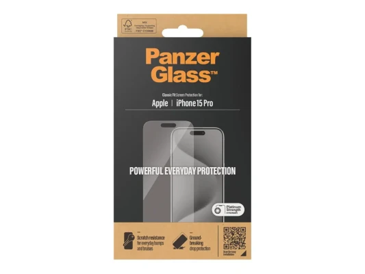 PanzerGlass  |  Screen Protector  |  iPhone  |  iPhone 15 pro  |  Tempered glass  |  Clear