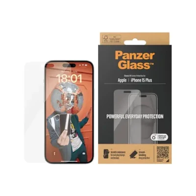 PanzerGlass  |  Ekrāna aizsargs  |  Apple  |  IPhone 15 Plus  |  Stikls  |  Caurspīdīgs