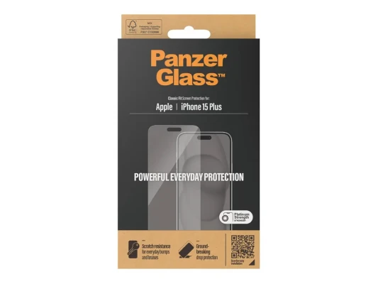 PanzerGlass  |  Ekrāna aizsargs  |  Apple  |  IPhone 15 Plus  |  Stikls  |  Caurspīdīgs