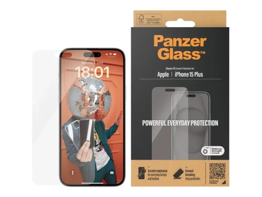 PanzerGlass  |  Ekrāna aizsargs  |  Apple  |  IPhone 15 Plus  |  Stikls  |  Caurspīdīgs