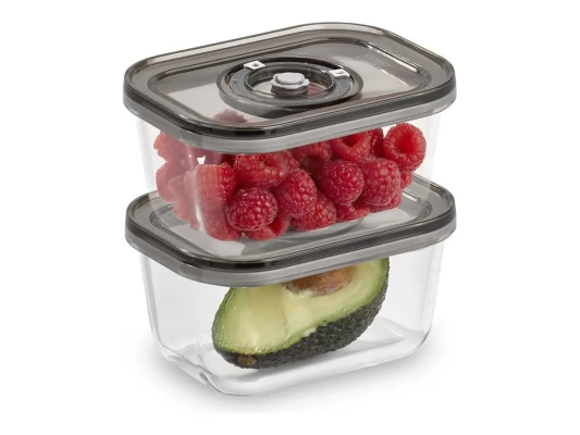 Caso  |  Glass Vacuum Containers with Plastic Lid (2 pcs)  |  VacuBoxx Eco-Duo S  |  Transparent