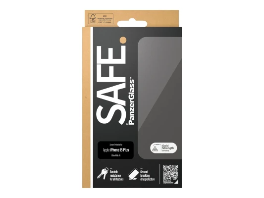 PanzerGlass  |  SAFE  |  Screen protector  |  Apple  |  iPhone 15 PLUS  |  Glass  |  Clear  |  Ultra-Wide Fit