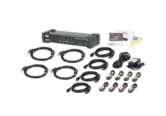 Aten  |  4-Port USB3.0 4K DisplayPort KVMP Switch with Built-in MST Hub  |  CS1924M