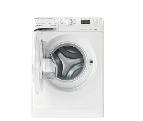 INDESIT  |  Washing Machine  |  MTWSA 61294 W EE  |  Energy efficiency class C  |  Front loading  |  Washing capacity 6 kg  |  1200 RPM  |  Depth 42.5 cm  |  Width 59.5 cm  |  Display  |  LED  |  White