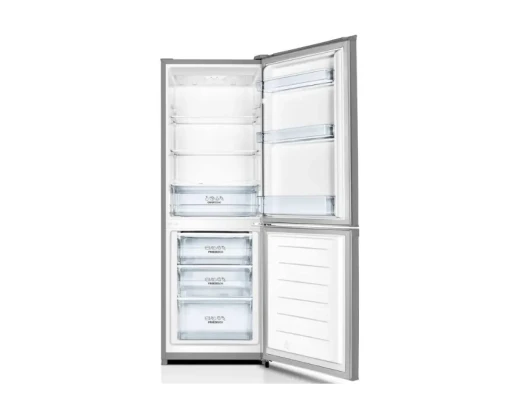 Gorenje  |  Refrigerator  |  RK416EPS4  |  Energy efficiency class E  |  Free standing  |  Combi  |  Height 161.3 cm  |  Fridge net capacity 159 L  |  Freezer net capacity 71 L  |  39 dB  |  Grey