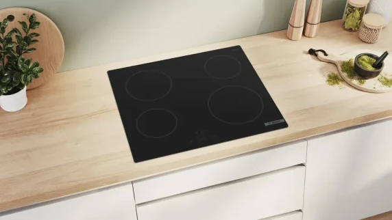 Bosch Hob  |  PKE61RBA2E  |  Electric  |  Number of burners / cooking zones 4  |  Touch  |  Timer  |  Black