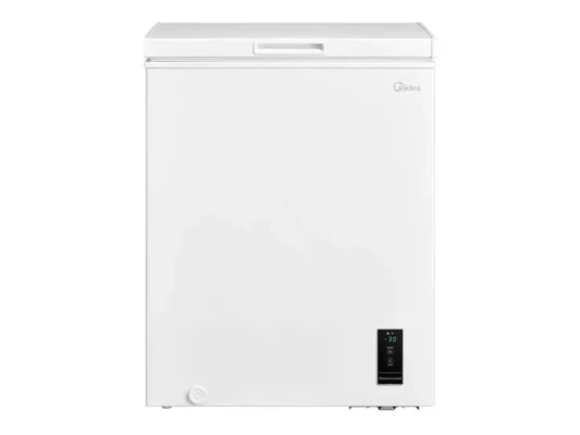 Midea Freezer  |  MDRC207FEE01  |  Energy efficiency class E  |  Chest  |  Free standing  |  Height 85 cm  |  Total net capacity 142 L  |  White