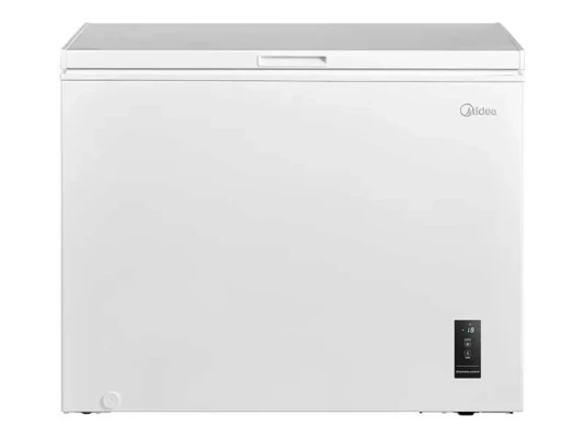 Midea Freezer  |  MDRC405FEE01  |  Energy efficiency class E  |  Chest  |  Free standing  |  Height 85 cm  |  Total net capacity 290 L  |  White