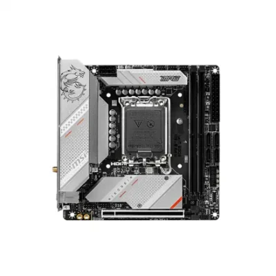 SALE OUT. MSI MPG B760I EDGE WIFI  |  MSI MPG B760I EDGE WIFI  |  Processor family Intel  |  Processor socket LGA1700  |  DDR5 DIMM  |  Memory slots 2  |  Supported hard disk drive interfaces SATA, M.2  |  Number of SATA connectors 4  |  Chipset Intel B76