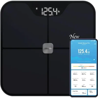 iHealth  |  Wireless Body Composition Scale  |  Nexus Pro  |  Maximum weight (capacity) 181 kg  |  Body Mass Index (BMI) measuring  |  Black