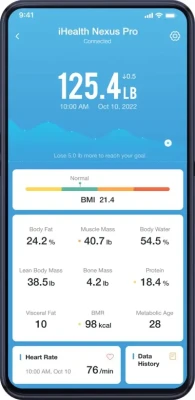 iHealth  |  Wireless Body Composition Scale  |  Nexus Pro  |  Maximum weight (capacity) 181 kg  |  Body Mass Index (BMI) measuring  |  Black