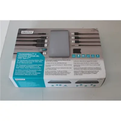 SALE OUT.  |  Digitus  |  Thunderbolt™ 3 Dockingstation 8K, USB Type-C™  |  Ethernet LAN  |  Warranty 24 month(s)  |  DAMAGED PACKAGING, UNPACKED