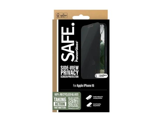 PanzerGlass Screen protector  |  Apple  |  iPhone 16  |  Glass  |  Black  |  Ultra-Wide Fit