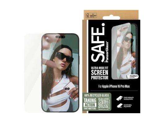 PanzerGlass Screen protector  |  Apple  |  iPhone 16 Pro Max  |  Glass  |  Transparent  |  Ultra-Wide Fit