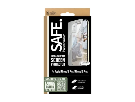 PanzerGlass Screen protector  |  Apple  |  iPhone 16 Plus  |  Glass  |  Transparent  |  Ultra-Wide Fit