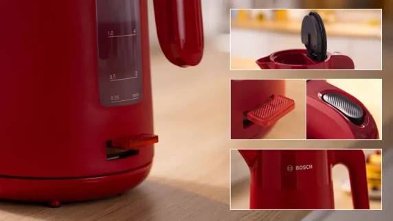 Bosch Kettle  |  TWK2M164 MyMoment  |  Electric  |  2400 W  |  1.7 L  |  Plastic  |  360° rotational base  |  Red