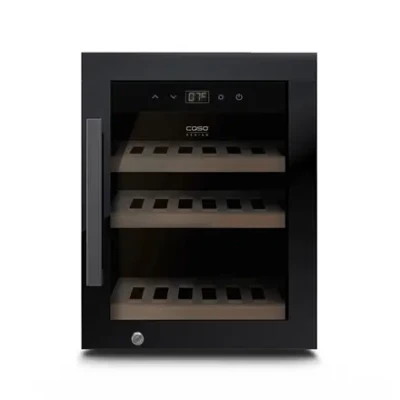 Caso  |  Wine Cooler  |  WineExclusive 12  |  Energy efficiency class G  |  Bottles capacity 12  |  Cooling type Compressor technology  |  Black