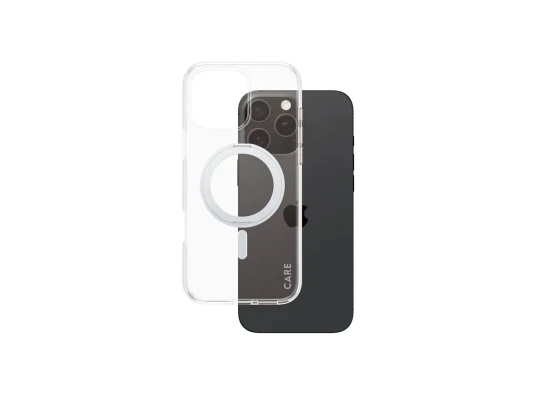 CARE Feature Case  |  Back cover  |  Apple  |  iPhone 16 Pro Max  |  Recycled plastic  |  Silver  |  Kickstand & MagSafe
