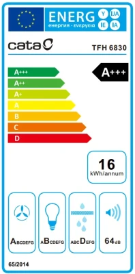 CATA Hood  |  CAMPANA TFH 6830 GWH  |  Telescopic  |  Energy efficiency class A+++  |  Width 60 cm  |  795 m³ / h  |  Touch control  |  LED  |  White