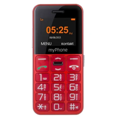 myPhone  |  Halo Easy  |  Red  |  1.77 "  |  TFT  |  24 MB  |  32 MB  |  Single SIM  |  Bluetooth  |  Main camera resolution 0.3 MP  |  1000 mAh