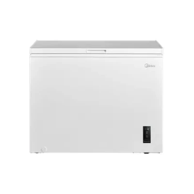 Midea Freezer  |  MDRC345FEE01  |  Energy efficiency class E  |  Chest  |  Free standing  |  Height 85 cm  |  Total net capacity 249 L  |  White