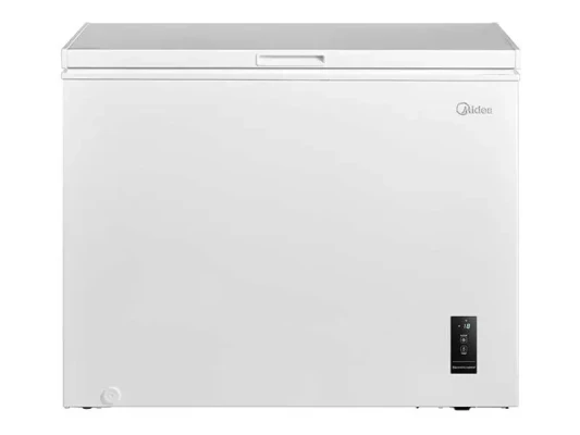 Midea Freezer  |  MDRC345FEE01  |  Energy efficiency class E  |  Chest  |  Free standing  |  Height 85 cm  |  Total net capacity 249 L  |  White