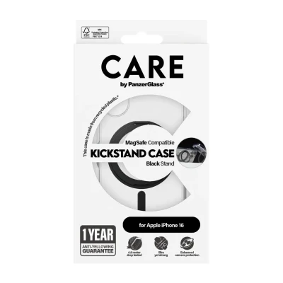 CARE Feature Case  |  Back cover  |  Apple  |  iPhone 16  |  Recycled plastic  |  Transparent  |  MagSafe