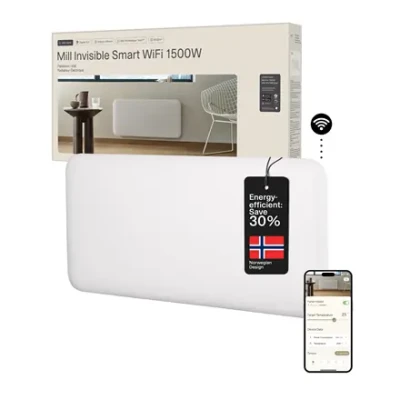 Mill Invisible Smart WiFi Heater  |  PA1500WIFI4  |  Panel Heater  |  1500 W  |  Suitable for rooms up to 18-22 m²  |  White  |  IPX4