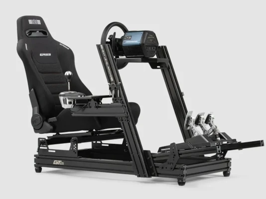 Next Level Racing  |  SIMAERO Sieta audums  |  Atpakaļslīdošs sēdeklis  |  ERS3 Elite auduma un sieta izdevums  |  Melns
