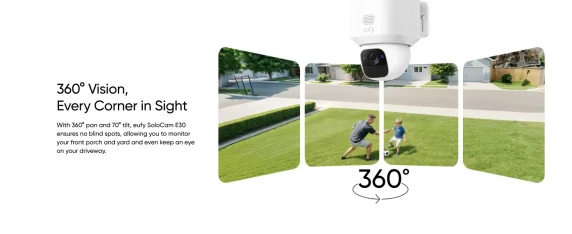 Anker Eufy  |  Security Camera with Solar Panel  |  SoloCam E30  |  F / 1.6  |  IP65  |  Micro SD, Max. 128GB