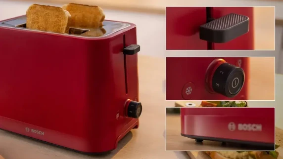 Bosch Compact Toaster  |  TAT3M124 MyMoment  |  Number of slots 2  |  Housing material Plastic  |  Red