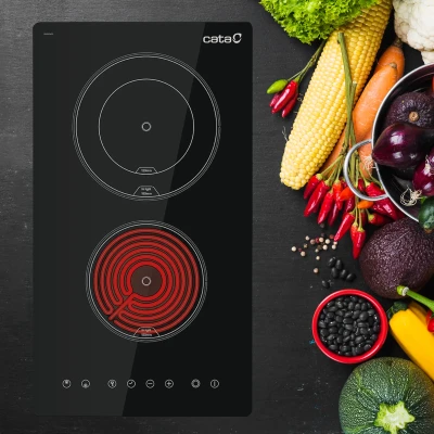 CATA  |  Built-in Vitroceramic Hob  |  TD 3002 BK  |  2 Cooking Zones  |  Touch Controls  |  Black