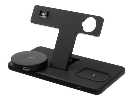 Fixed  |  MagPowerstation 3-in-1 wireless charging stand with MagSafe mount support  |  FIXMPOS-BK  |  Black