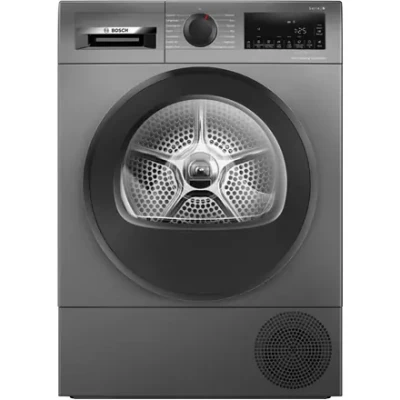 Bosch Dryer Machine with Heat Pump  |  WQG245DXSN  |  Energy efficiency class Class C  |  Front loading  |  9 kg  |  Condensation  |  LCD  |  Depth 61.3 cm  |  Grey