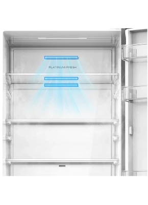 Midea Refrigerator  |  MDRB548MME46  |  Energy efficiency class E  |  Free standing  |  Combi  |  Height 186 cm  |  No Frost system  |  Fridge net capacity 271 L  |  Freezer net capacity 130 L  |  35 dB  |  Grey