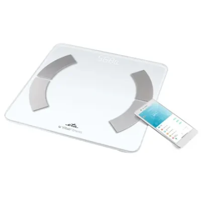 ETA personīgā skala  |  ETA277990000 Vital Fitness  |  Maksimālais svars (ietilpība) 180 kg  |  Precizitāte 100 g  |  Ķermeņa masas indeks (ĶMI) mērīšana  |  Balts