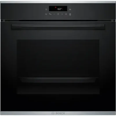 Bosch Oven  |  HBA272BB3  |  71 L  |  Electric  |  Pyrolysis / Hydrolytic  |  Touch control  |  Height 59.5 cm  |  Width 59.4 cm  |  Black