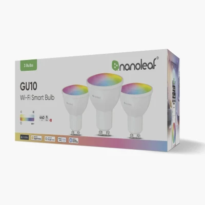 Умная лампочка Nanoleaf Essentials Matter Wi-Fi GU10 RGBCW 3шт в упаковке  |  Умная лампочка Nanoleaf Essentials Matter Wi-Fi, 3шт  |  GU10  |  RGBCW