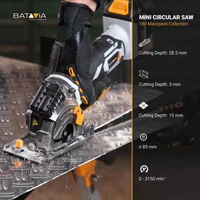 Batavia B.V. 18V Cordless Mini Circular Saw 89mm, Without Battery and Charger