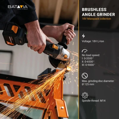 Batavia B.V. 18V Cordless Brushless Angle Grinder  |  125 mm