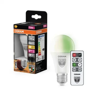 Osram Žalgiris Edition E27 1055lm LED Lamp with Remote  |  E27  |  9.5 W  |  2700K warm white, green