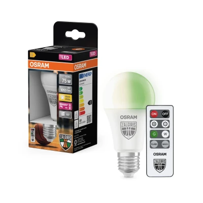 Osram Žalgiris Edition E27 1055lm LED Lamp with Remote  |  E27  |  9.5 W  |  2700K warm white, green