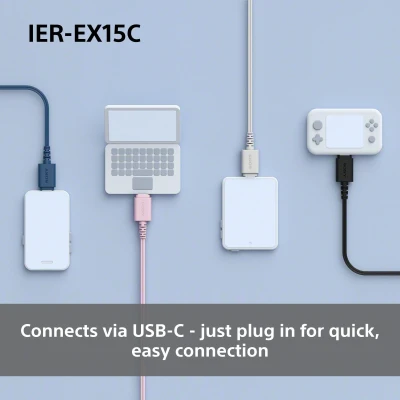 Sony Austiņas  |  IER‑EX15C  |  Vadu  |  Iekšējā  |  Mikrofons  |  Balta